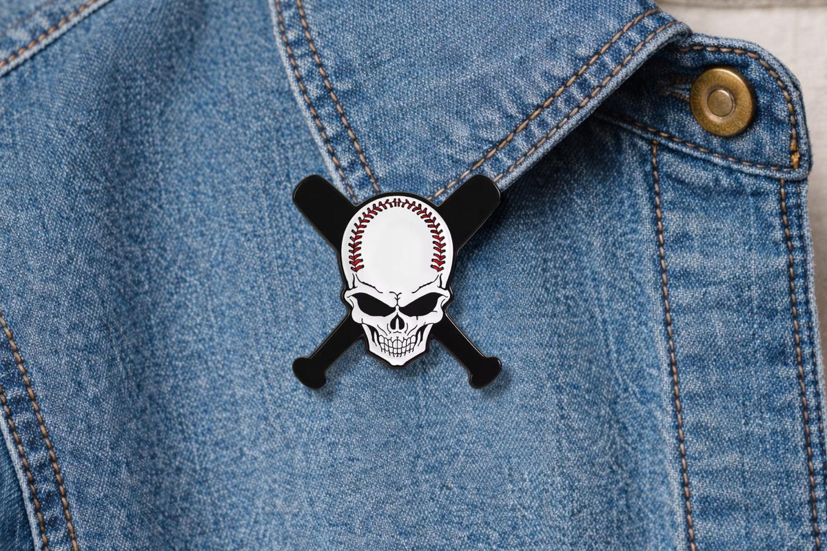 Cool Skull Baseball Enamel Pin – Sunglasses Baseball & Glove Vintage Sport Brooch – Retro Baseball Lapel Badge – Sports Fan Jewelry Gift