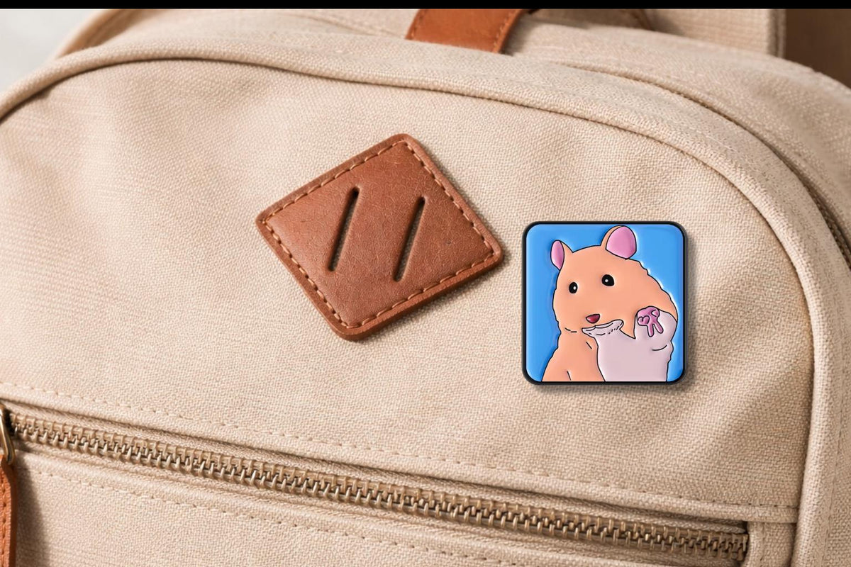 Selfie Peace Hamster Enamel Pin Funny Cartoon Mouse Animal Brooch Lapel Badge Jewelry Gift for Friends