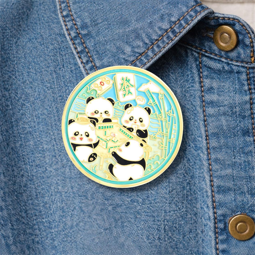 Cartoon Panda Enamel Pin Drinking Herbal Tea and Eating Bamboo Brooch Lapel Badge Cute Animal Jewelry Gift for Friends