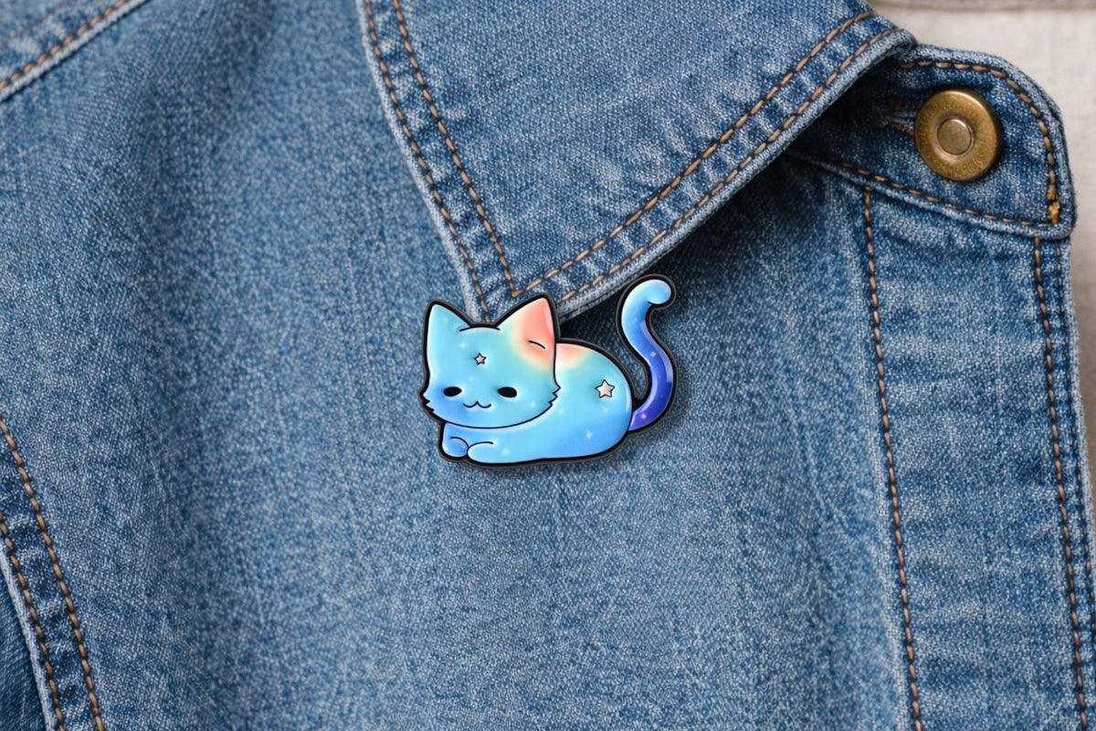 Cute Gradient Colored cat Enamel Pins Kawaii Starry Sky Kitten Cartoon Animal Brooch Lapel Badge Jewelry
