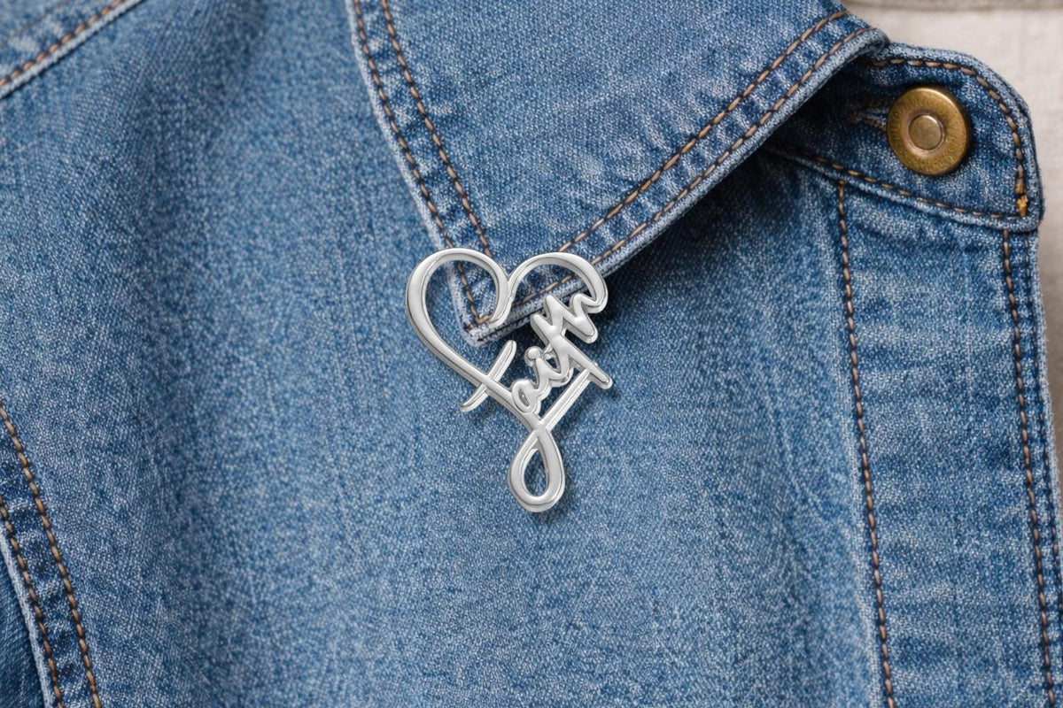 Christian Cross Enamel Pin – Jesus Religious Heart Symbol Brooch – Faith Inspirational Lapel Badge – Catholic & Christian Gift Jewelry