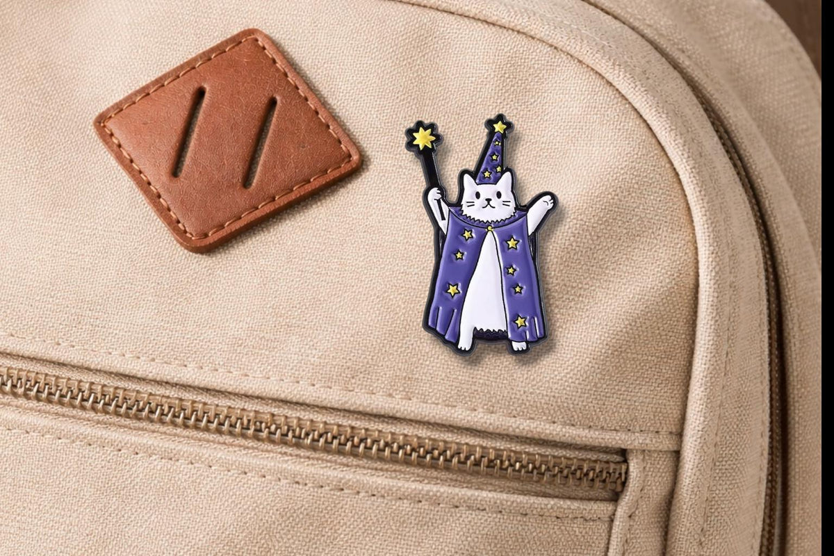 Wizard Cat Holding Magic Wand Enamel Pin Cute Dog With Witch Hat Halloween Brooch Lapel Badge