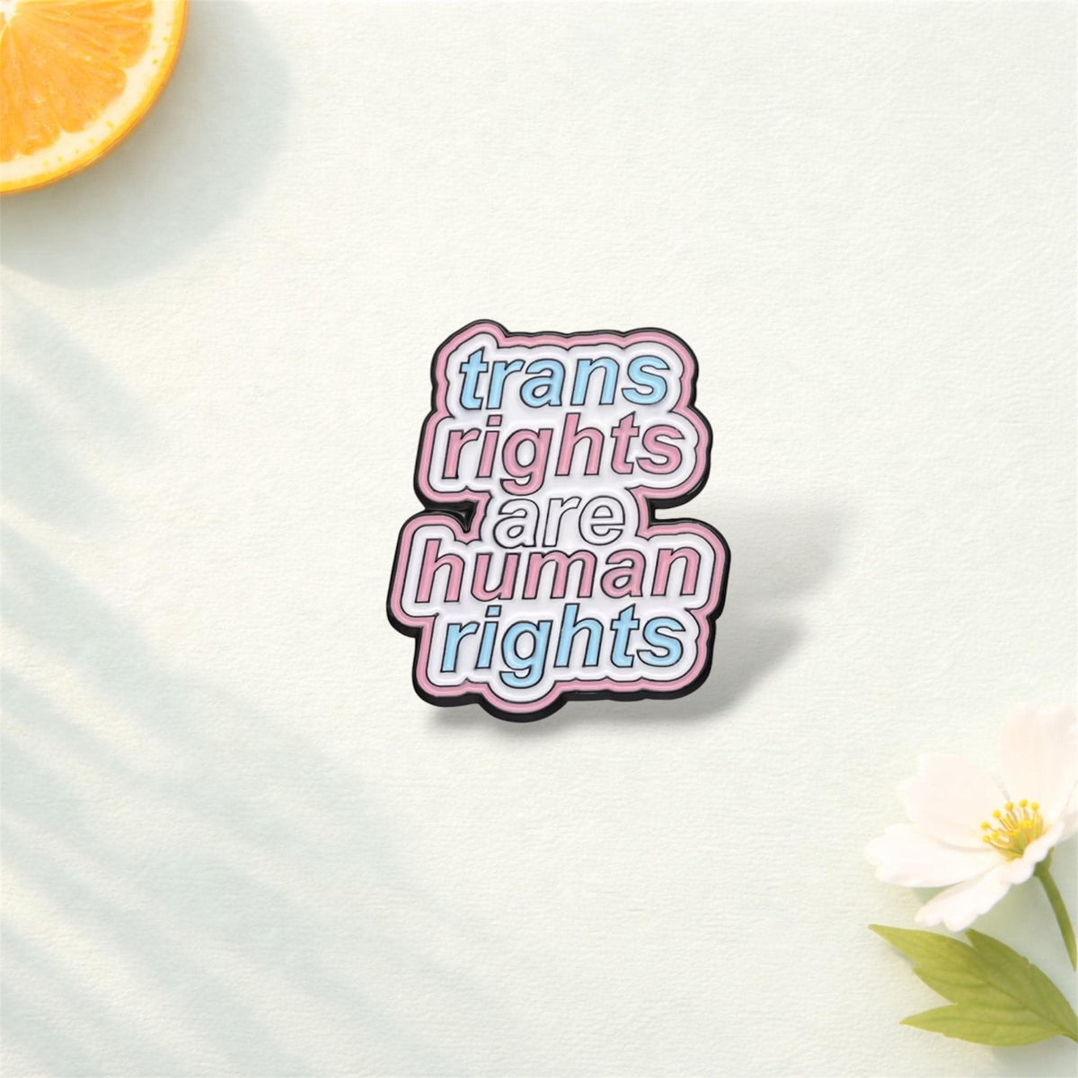 Genderless Heart Enamel Pin – “Trans Rights Are Human Rights” Brooch – LGBTQ+ Pride Lapel Badge for Backpack & Clothes