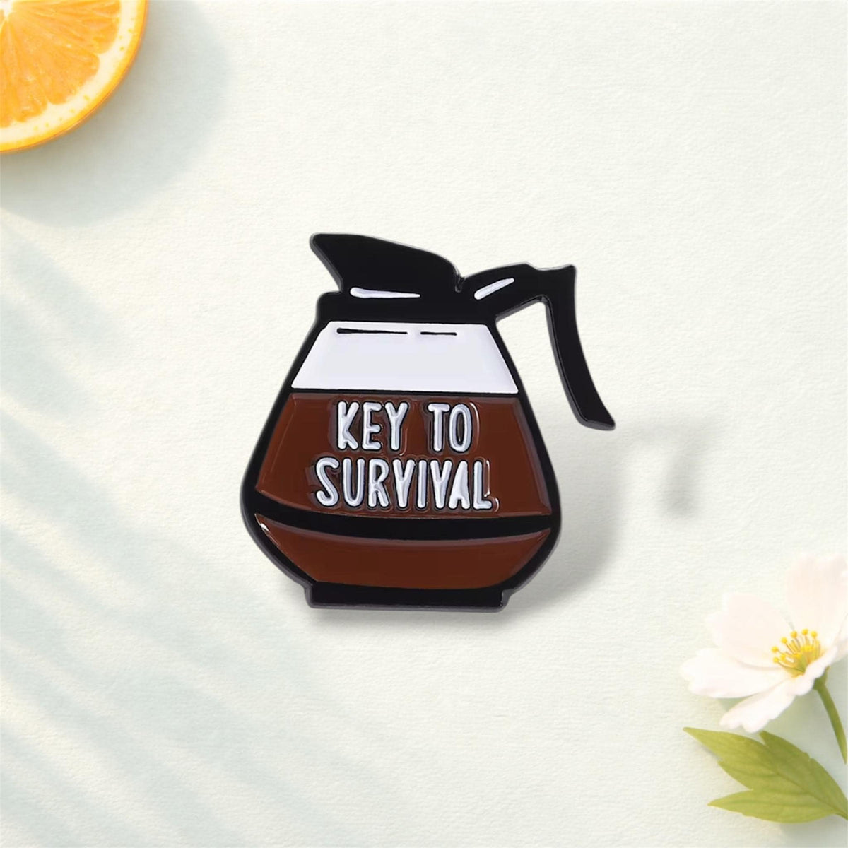 Coffee Is Key to Survival Enamel Pin Cartoon Brain and Cup Brooch Lapel Badge Jewelry Gift for Coffee Lovers