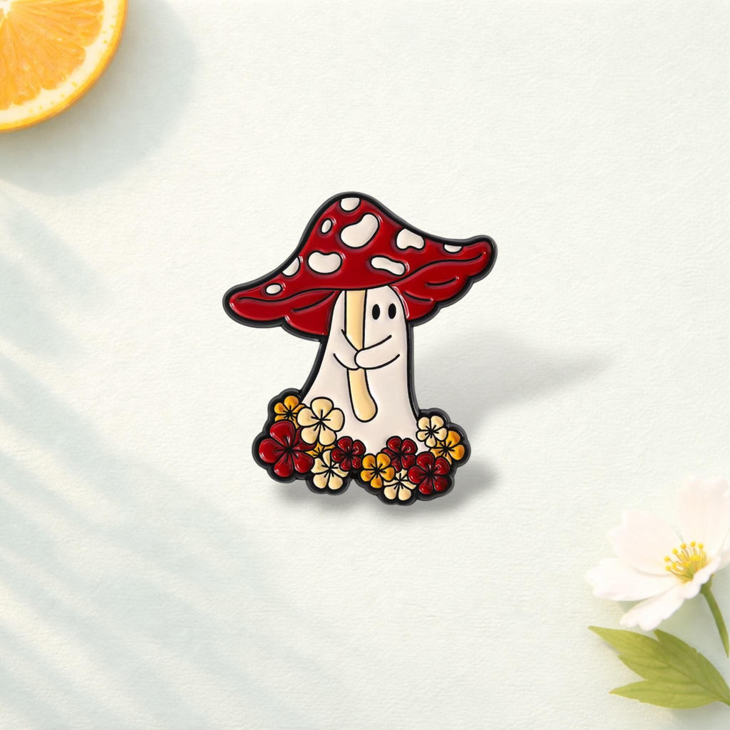 Wandering Ghost Enamel Pin Mushroom Umbrella Halloween Spooky Brooch Lapel Badge Jewelry Gift for Friends