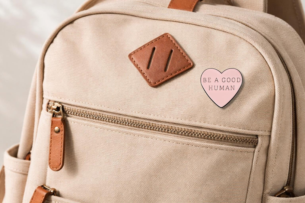 Be a Good Human Enamel Pin Pink Love Kindness Quote Brooch Inspirational Mental Health Gift Motivational Backpack Lapel Badge Jewelry