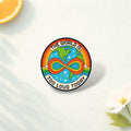 Neurodiversity Enamel Pin – “The World Is Too Loud Today” Metal Badge – Rainbow Infinity Earth Lapel Brooch – Autism Awareness Gift