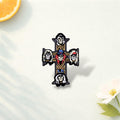 Rock Band Vintage Punk Enamel Pins Skull Cross Guitar Design Music Theme Lapel Brooch