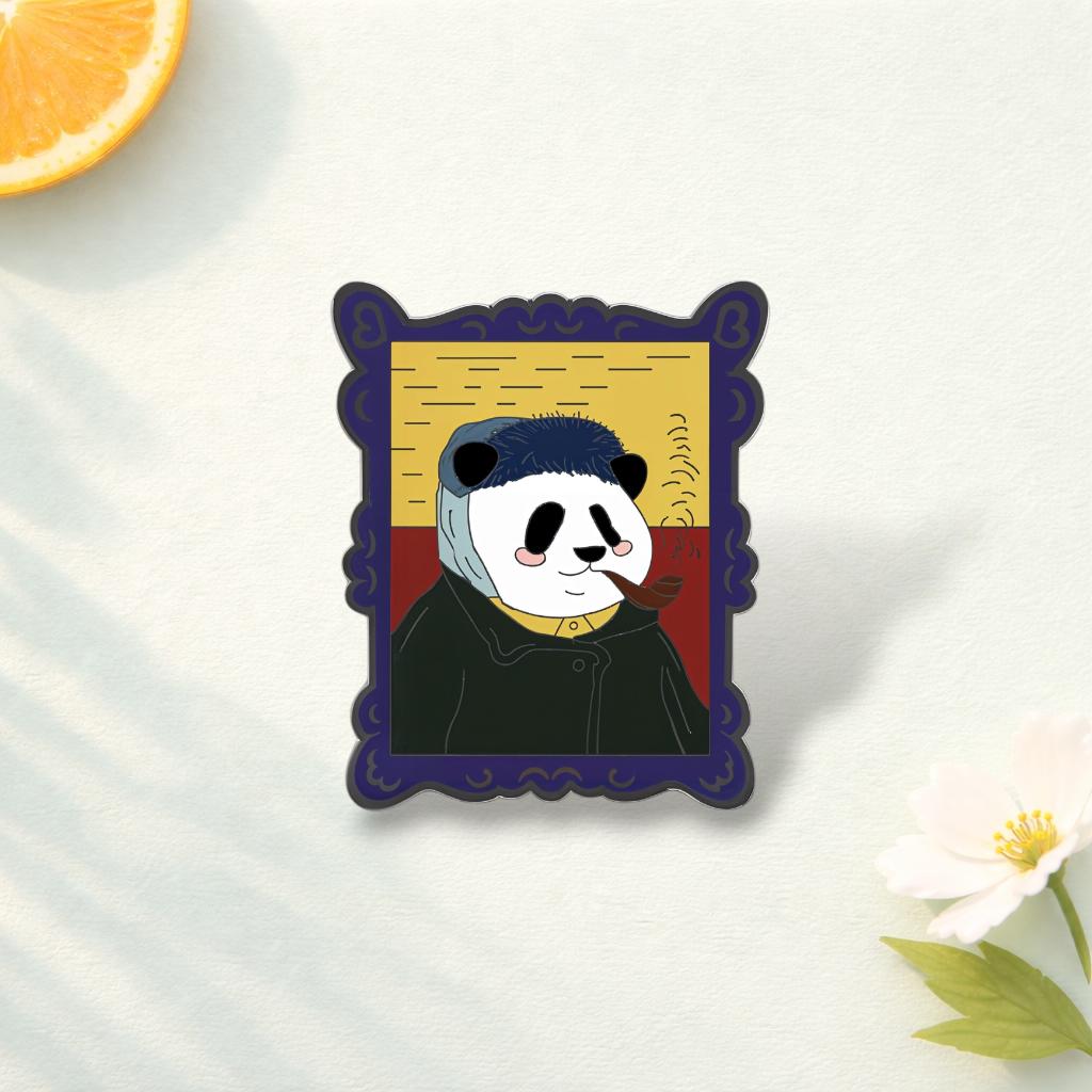 Panda Eat Bamboo and Hot Pot Enamel Pin Charming Naive Panda Brooch Lapel Badge Cute Cartoon Animal Jewelry Gift