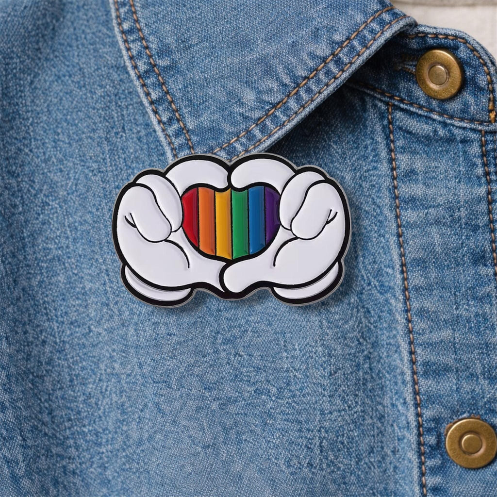 Rainbow Pride Cat Enamel Pin Jesus Loves Me Too Finger Heart Gesture Brooch Lapel Badge Jewelry Gift