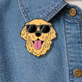Golden Retriever German Shepherd Husky Enamel Pin Cool Dog With Sunglasses Brooch Lapel Badge Cute Jewelry