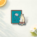 Cat Teacher Enamel Pin Cute Cat Teaching Use Your Brain Encouraging Quote Brooch Lapel Badge Cartoon Jewelry Gift for Friends