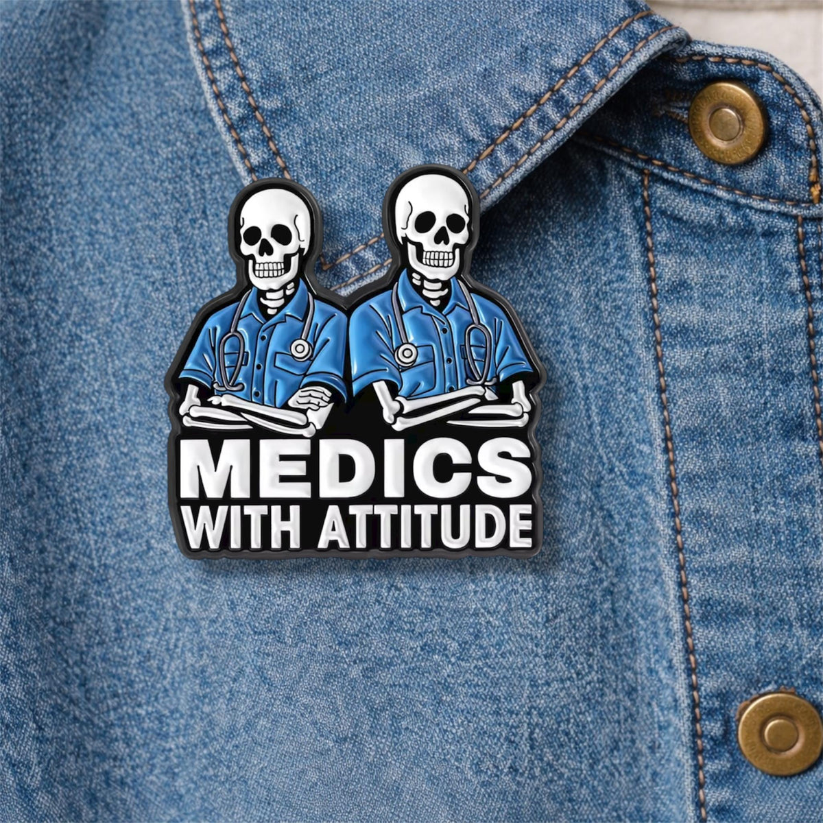 Skeleton Doctor Enamel Pin Medics With Attitude Skull Brooch Funny Medical Theme Lapel Badge