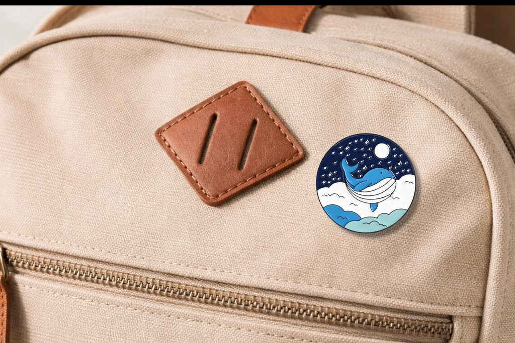 Whale Waves Night Sky Moon Stars Enamel Pin Cute Ocean Animal Brooch Lapel Badge Jewelry Gift