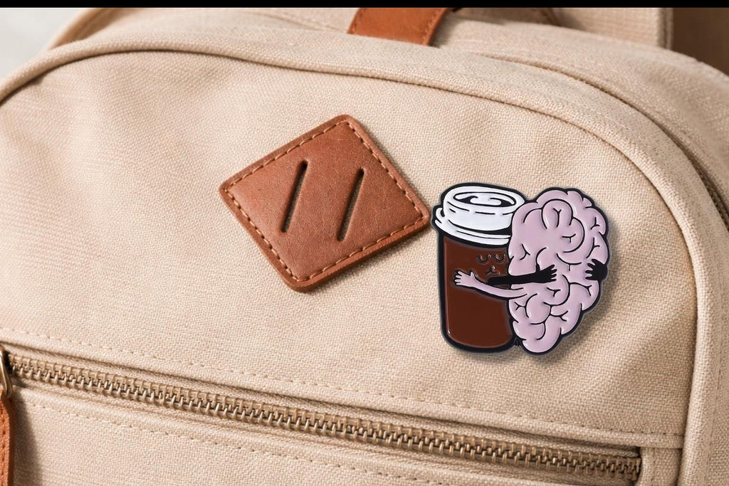 Coffee Is Key to Survival Enamel Pin Cartoon Brain and Cup Brooch Lapel Badge Jewelry Gift for Coffee Lovers