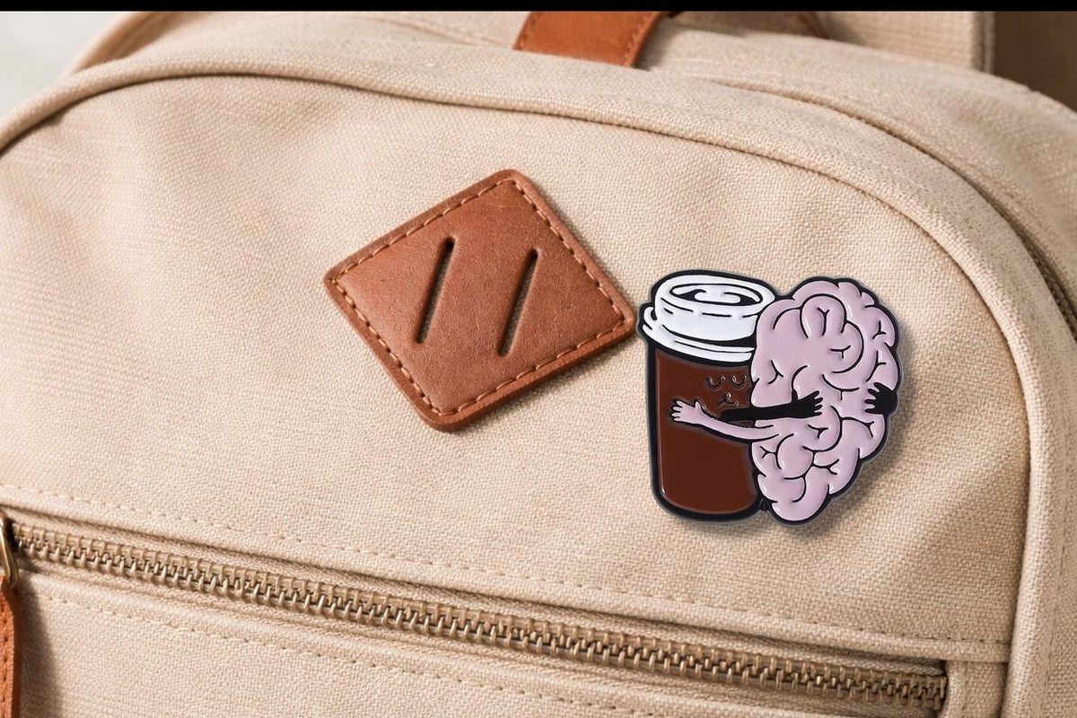 Coffee Is Key to Survival Enamel Pin Cartoon Brain and Cup Brooch Lapel Badge Jewelry Gift for Coffee Lovers