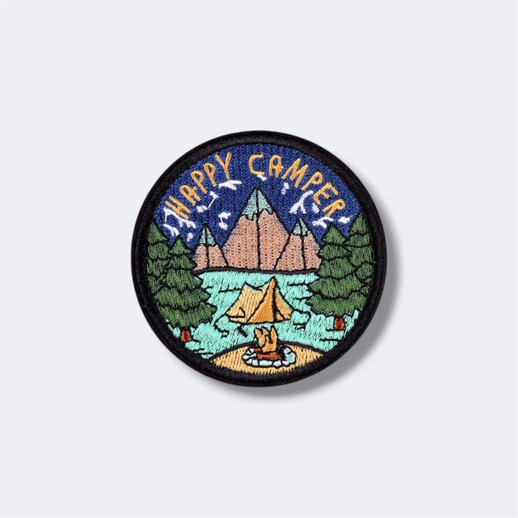Mountain Camping Adventure Embroidered Patch – Custom Iron-On Logo Badge – Outdoor Hiking Nature Patch for Jackets, Hats & Bags