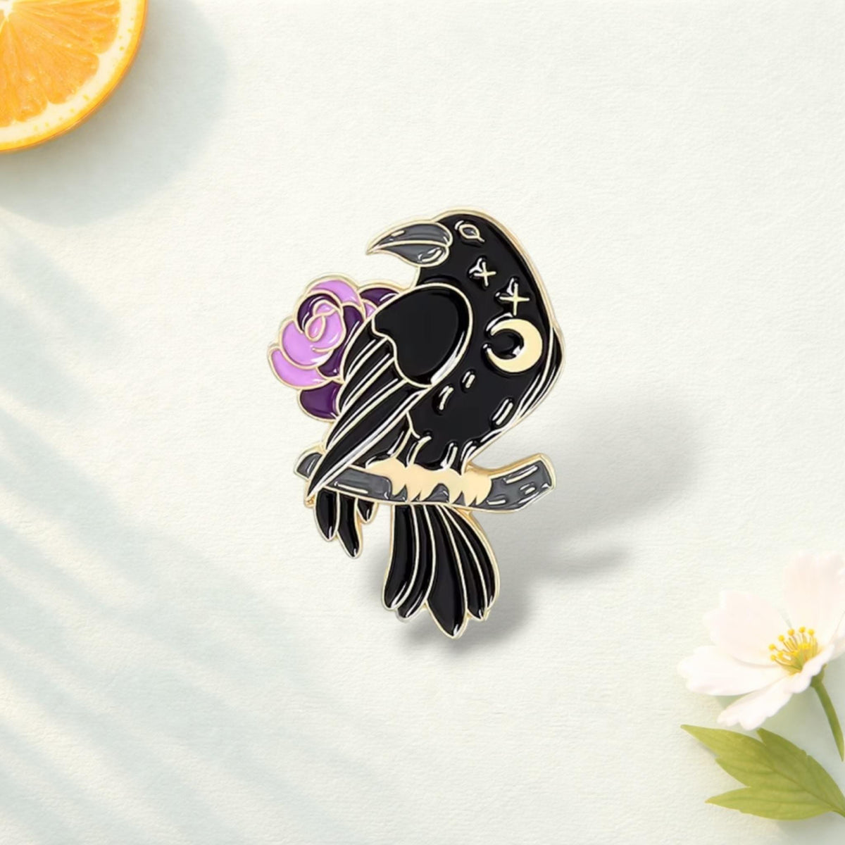 Crow Skull Rose Enamel Pin Gothic Crow Brooch Cartoon Bird Badge Punk Jewelry Lapel Pin Clothes Backpack Accessory Gift