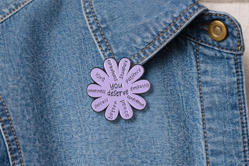 You Are Worthy Enamel Pins Flower Heart Glasses Custom Lapel Badge Shirt Collar Brooches Clothes Backpack Accessories Jewelry