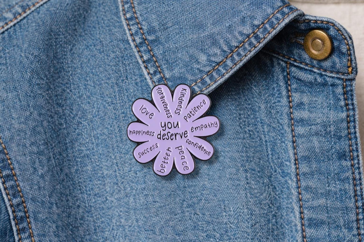 You Are Worthy Enamel Pins Flower Heart Glasses Custom Lapel Badge Shirt Collar Brooches Clothes Backpack Accessories Jewelry