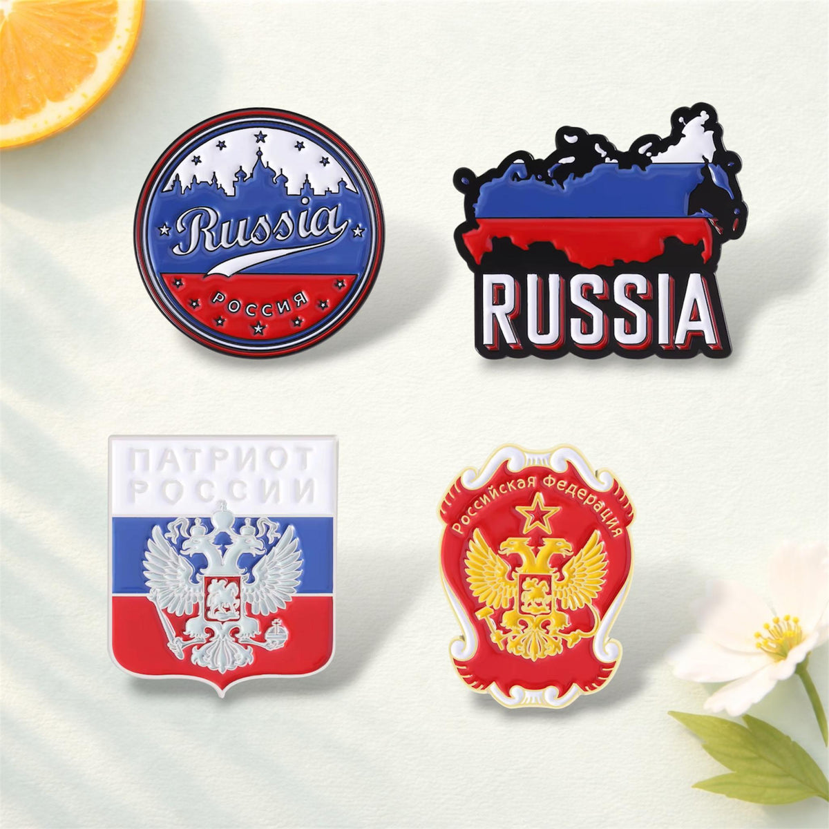 Russian Flag Enamel Pin Patriotic Theme White Blue Red Badge Lapel Brooch Jewelry Gift