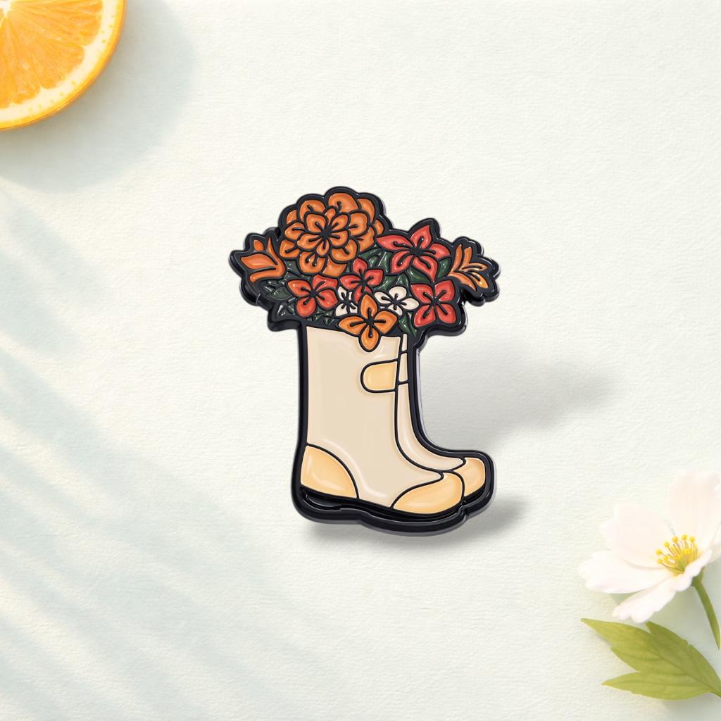 Floral Bicycle Car Enamel Pin Cute Creative Flower Cartoon Brooch Funny Artistic Lapel Badge Backpack Jewelry Gift