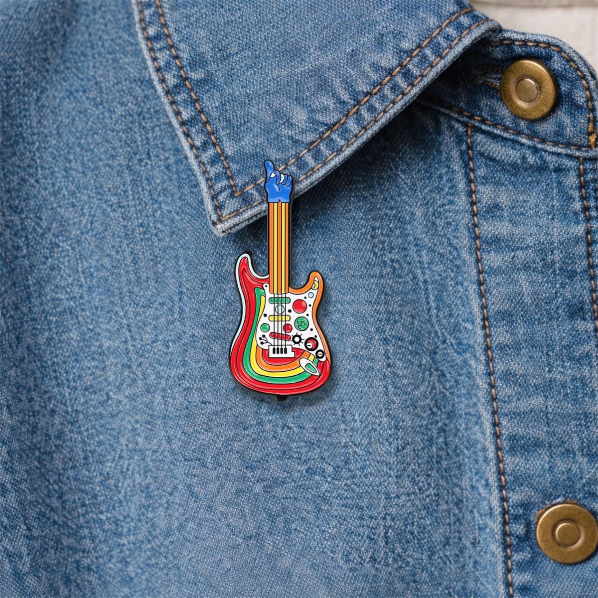 Rock Band Vintage Punk Enamel Pins Skull Cross Guitar Design Music Theme Lapel Brooch