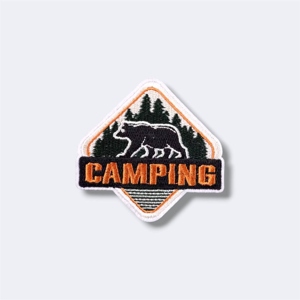 Mountain Camping Adventure Embroidered Patch – Custom Iron-On Logo Badge – Outdoor Hiking Nature Patch for Jackets, Hats & Bags