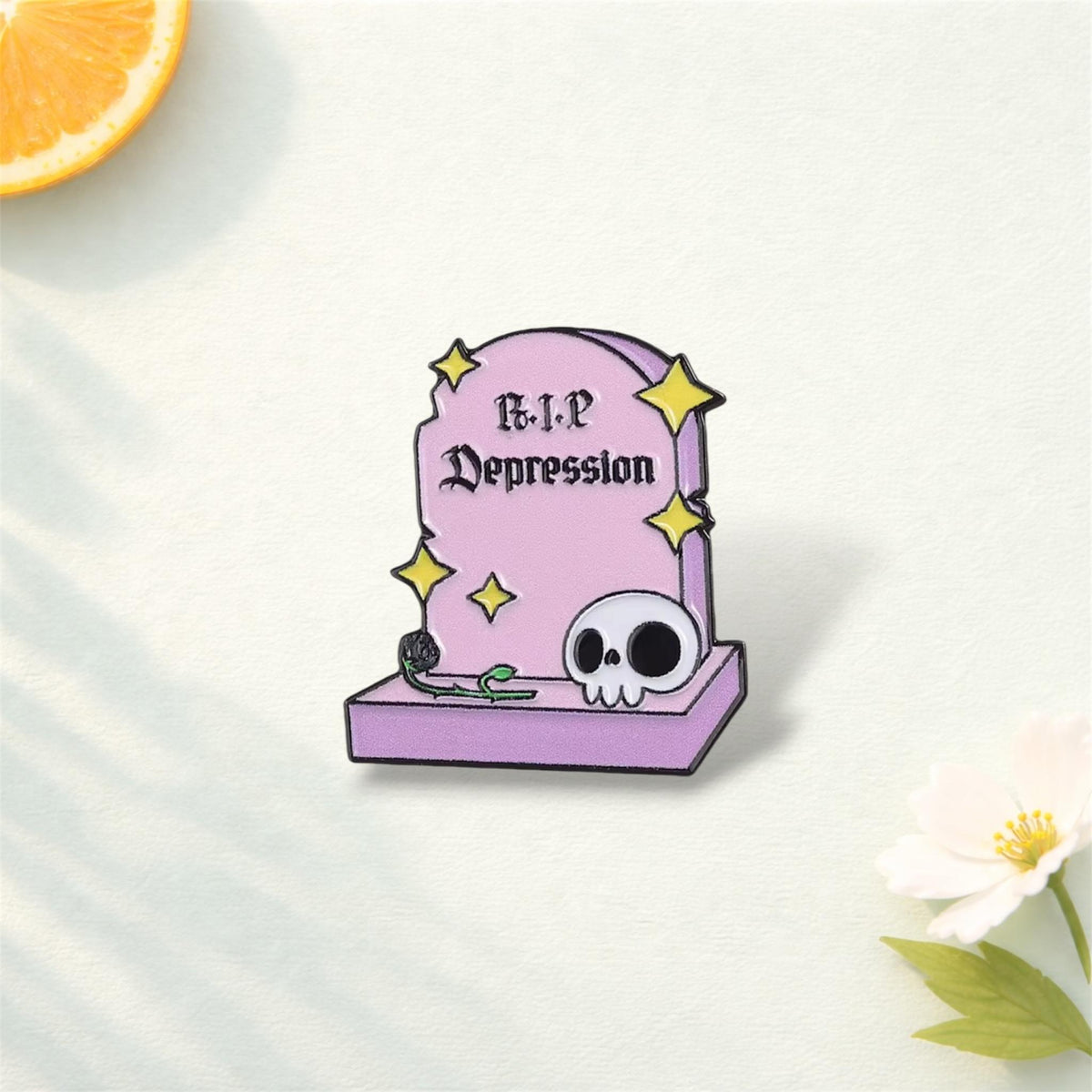 Funny Mental Health Enamel Pin – Cute Sheep Duck Skull Cartoon Brooch – Dark Humor Tombstone Lapel Badge – Quirky Aesthetic Jewelry Gift