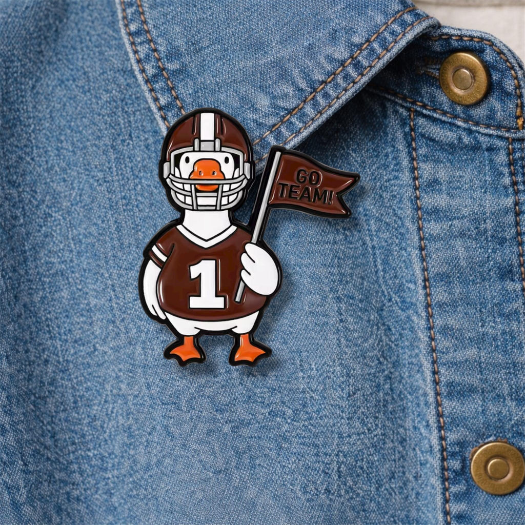 American Football Rugby Duck Enamel Pin Cartoon Duck With Flag Go Team Brooch Backpack Lapel Badge Jewelry