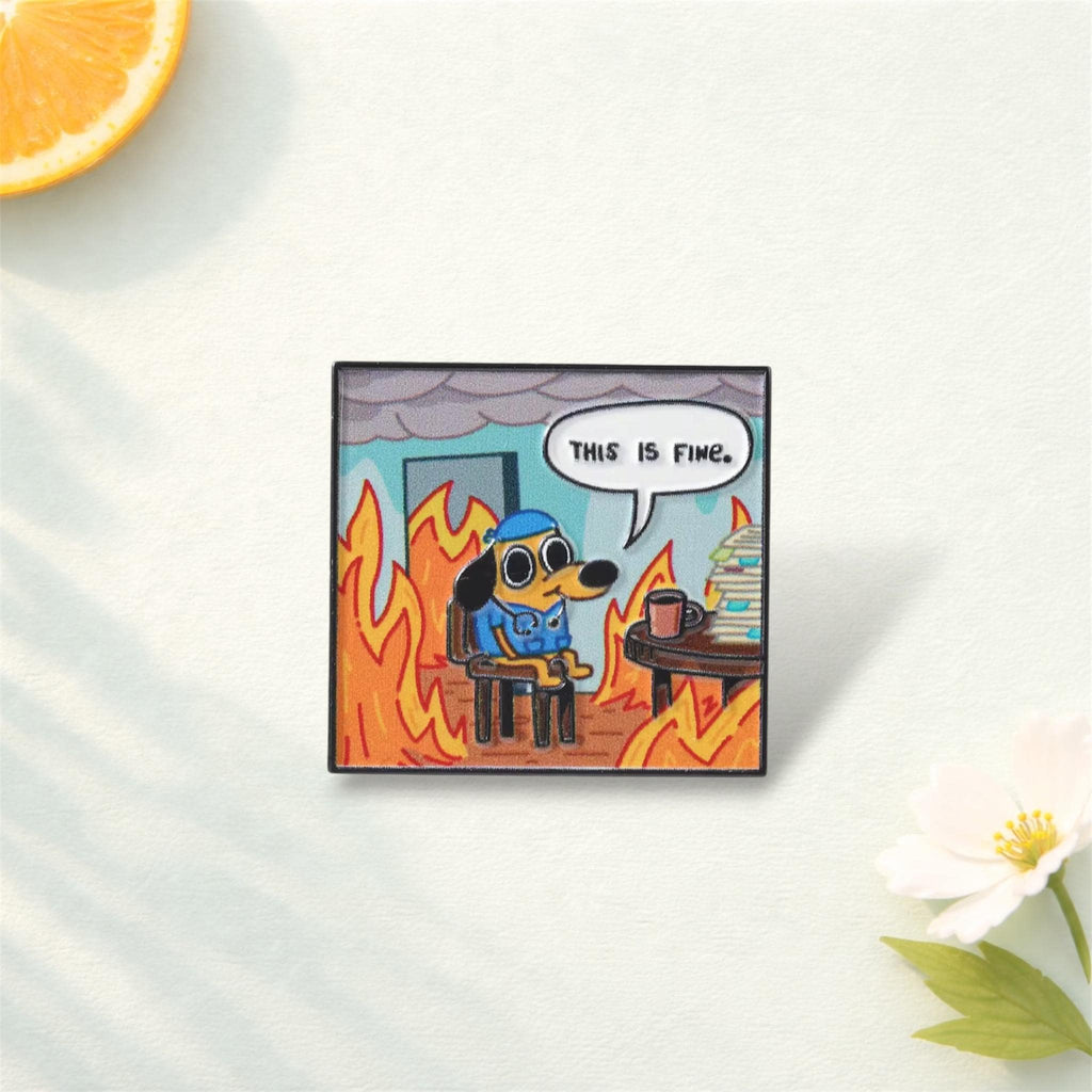 This Is Fine Goose Enamel Pin – Funny Honk Meme Cartoon Brooch – Chaotic Goose Lapel Badge – Cute Backpack Jewelry Gift