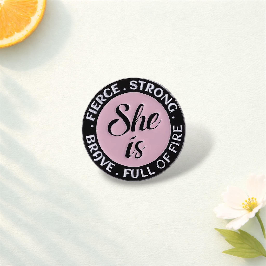Feminist Power Quote Enamel Pin – Strong Women Empowerment Brooch – Lapel Badge Jewelry Gift for Friends