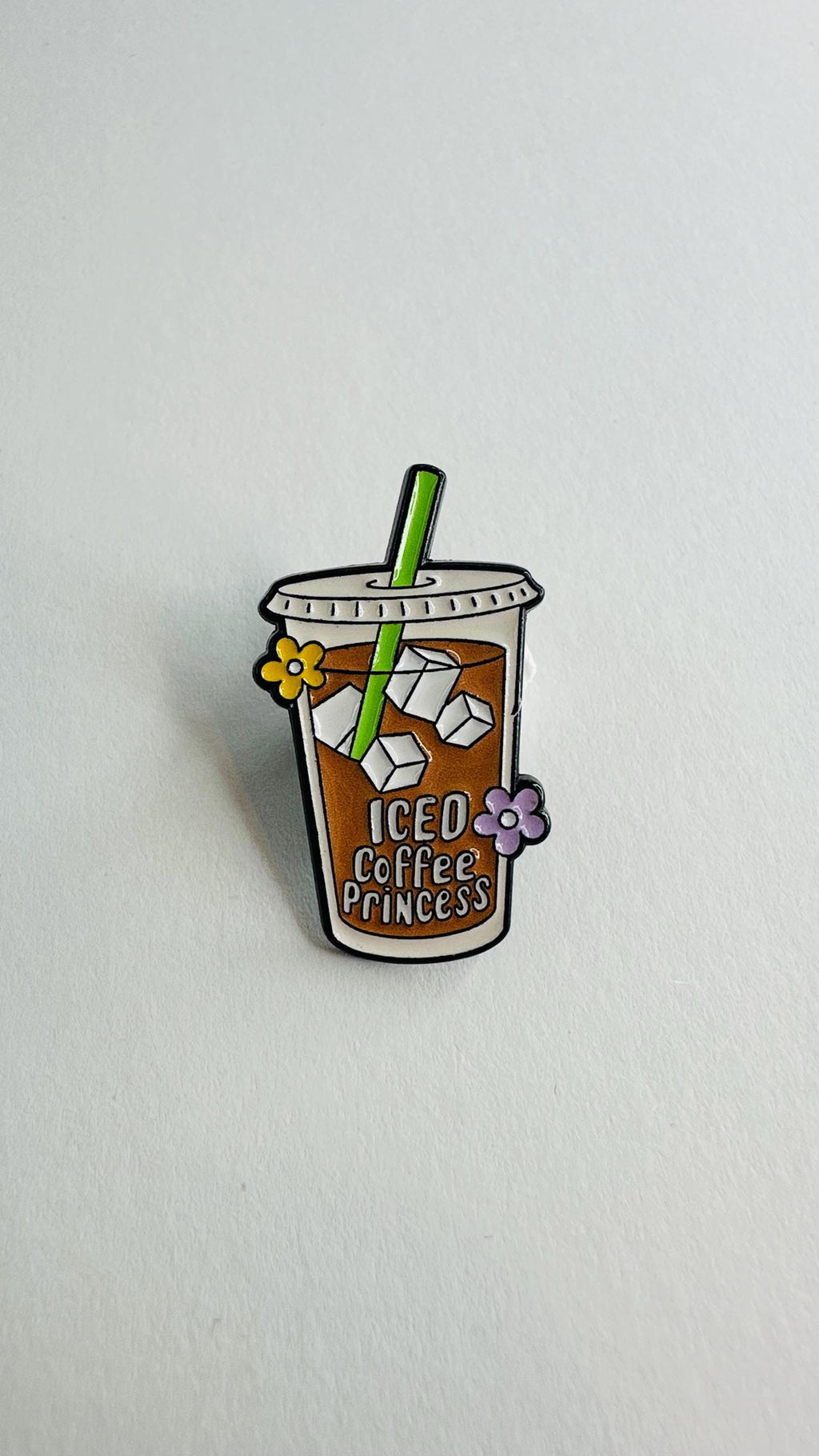 Iced Coffee Lover Enamel Pin Cute Ice Coffee Addict Princess Beverage Brooch Coffee Aesthetic Lapel Badge Jewelry Gift