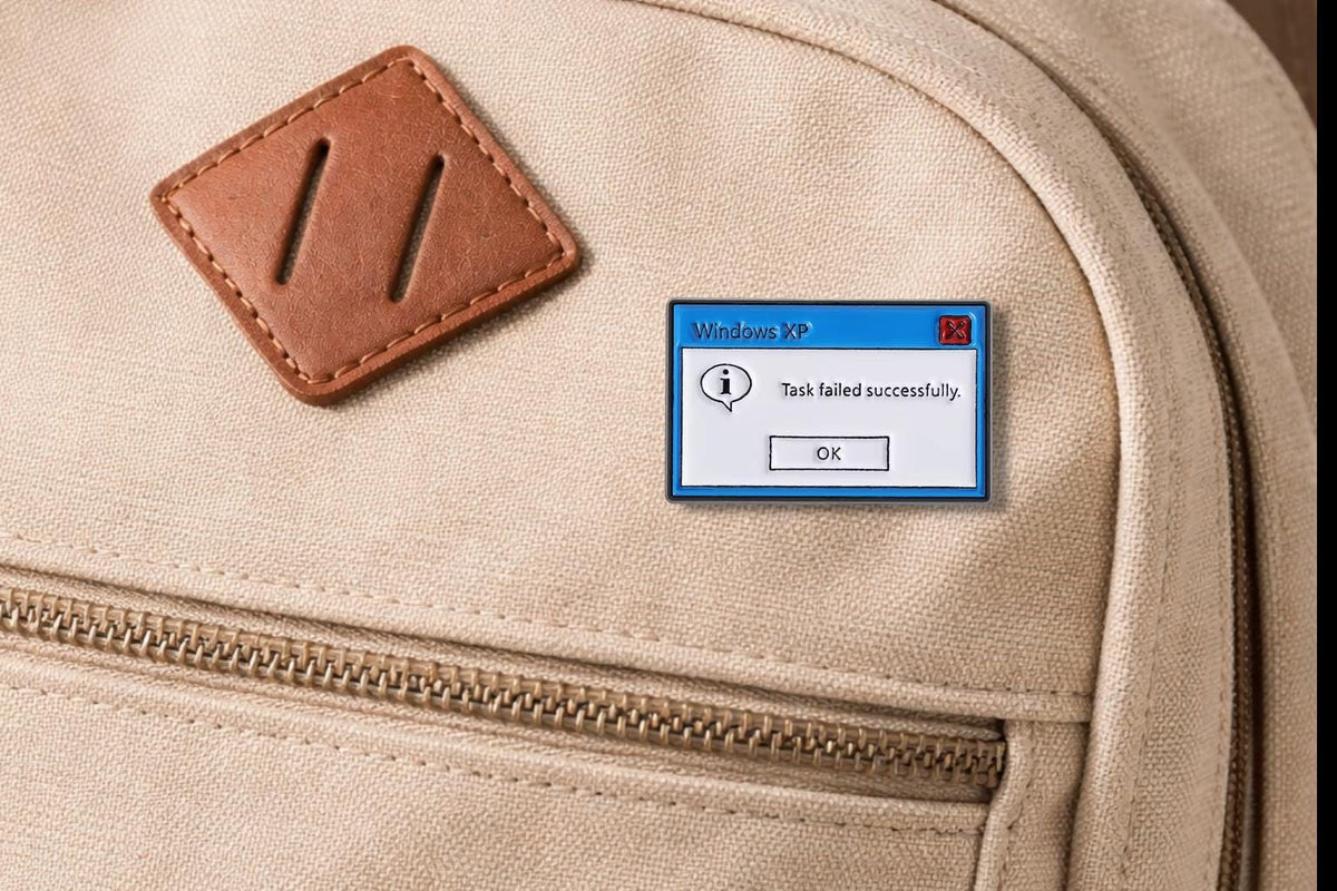 Task Failed Successfully Enamel Pin Retro Computer Error Message Brooch Funny Tech Meme Lapel Badge Jewelry Gift