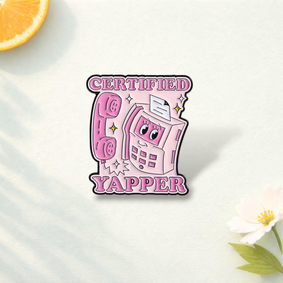Yellow Certified Honker Enamel Pin Cartoon Goose with Phone Brooch Funny Lapel Badge Jewelry Gift for Friends and Teens