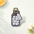 Happiness Potion Bottle Enamel Pin Cute White Cat Wish Jar Brooch Kawaii Magic Bottle Badge Backpack Decoration Lapel Pin Gift