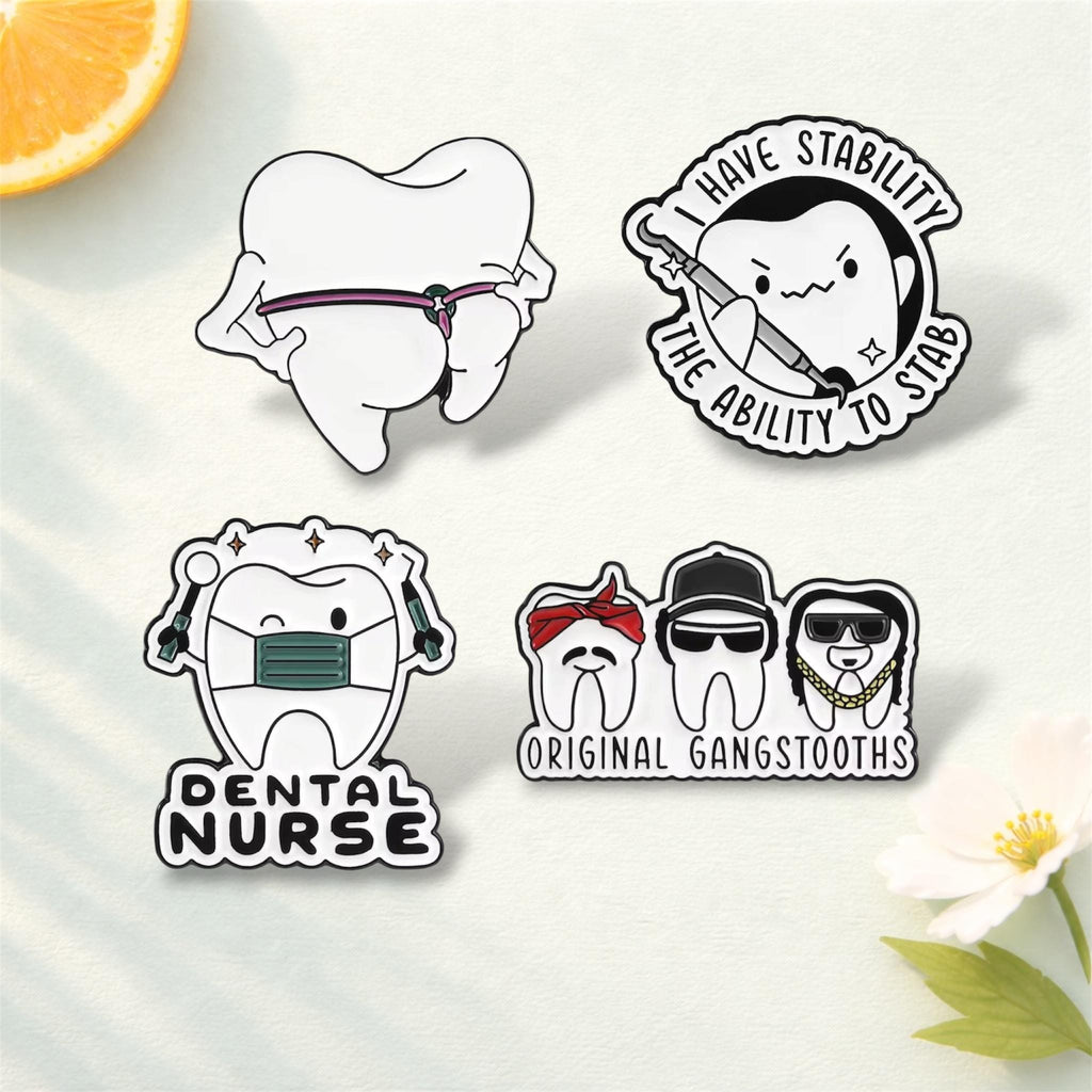 Teeth Dental Nurse Enamel Pins Original Gangsteeth Funny Tooth Stability Theme Lapel Brooch
