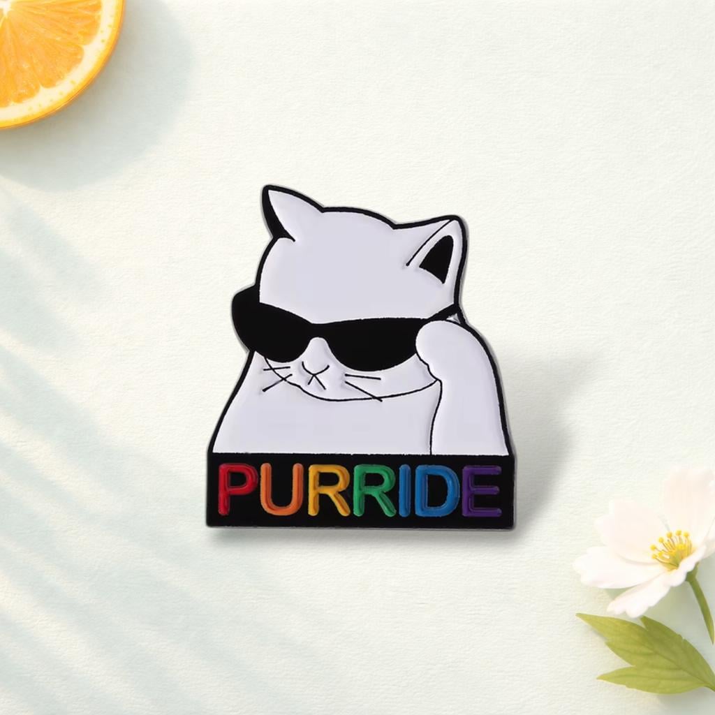 Rainbow Pride Cat Enamel Pin Jesus Loves Me Too Finger Heart Gesture Brooch Lapel Badge Jewelry Gift