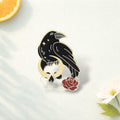 Crow Skull Rose Enamel Pin Gothic Crow Brooch Cartoon Bird Badge Punk Jewelry Lapel Pin Clothes Backpack Accessory Gift