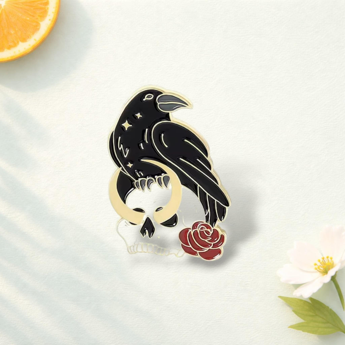 Crow Skull Rose Enamel Pin Gothic Crow Brooch Cartoon Bird Badge Punk Jewelry Lapel Pin Clothes Backpack Accessory Gift