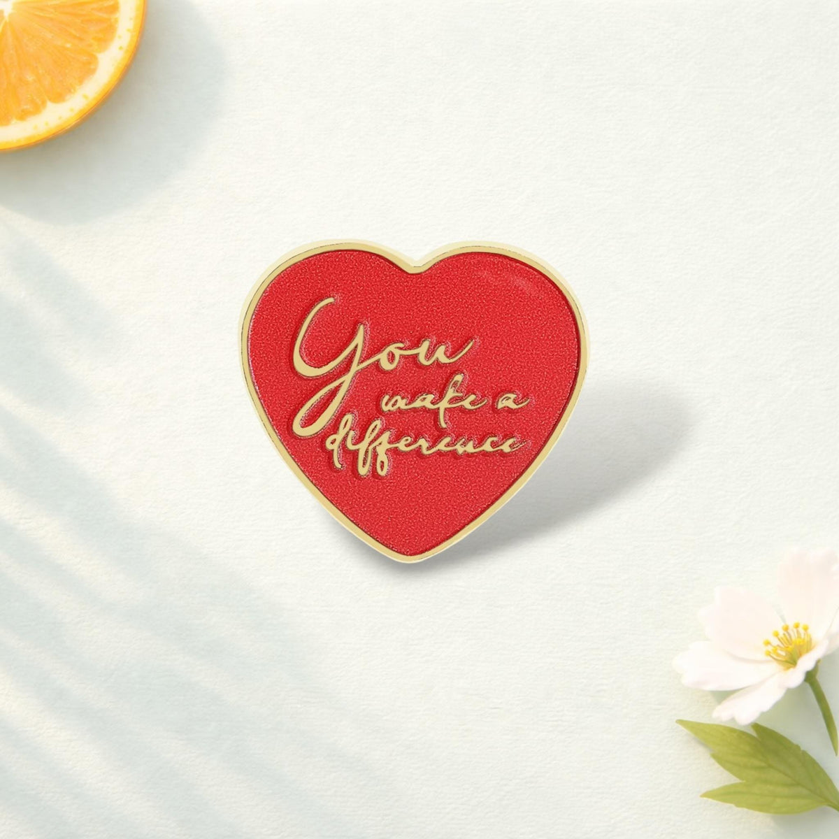 You Make a Difference Enamel Pin Red Heart Positive Quote Brooch Inspirational Lapel Badge Encouraging Jewelry Gift for Friends