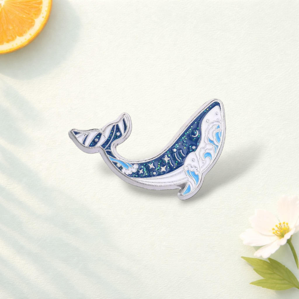 Glitter Starry Ocean Animal Enamel Pin Whale Orca Seahorse Brooch Cute Sea Life Badge Backpack Decoration Gift