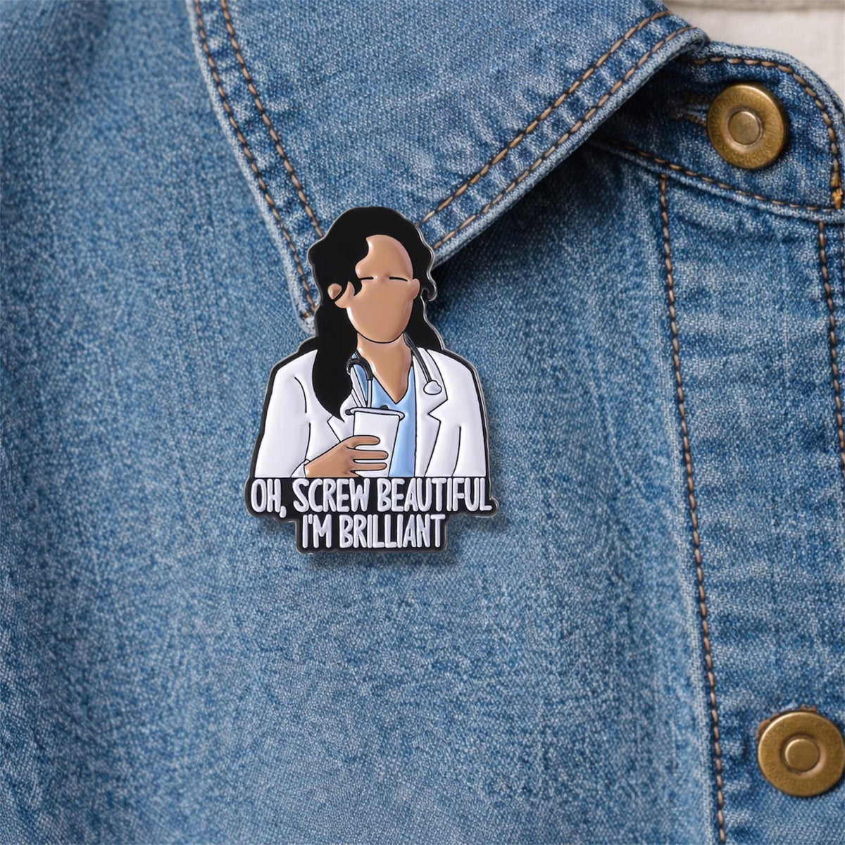 It Is a Beautiful Day to Save Lives Enamel Pin – Medical Drama Quote Brooch – Funny Doctor Nurse Lapel Badge – Healthcare Gift Jewelry