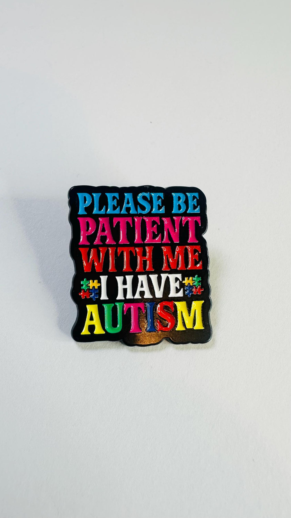 Please Be Patient With Me Enamel Pin – Rainbow Puzzle Mental Health Brooch – Neurodiversity Awareness Lapel Badge – Autism Support Jewelry