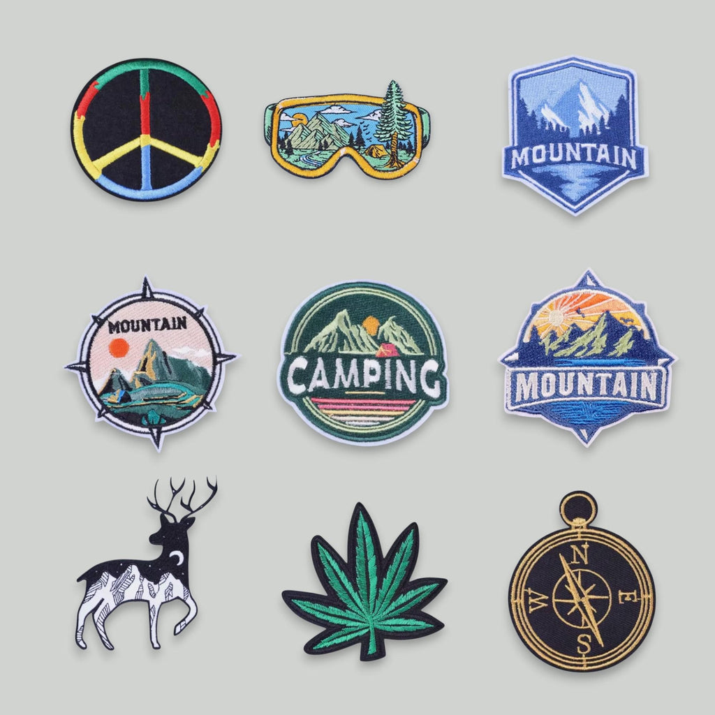 Outdoor Adventure Mountain Embroidered Patch – Custom Iron-On Nature Badge for Jackets, Backpacks & Clothing – Hiking Camping Style Patch