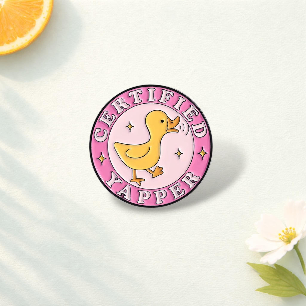 Yellow Certified Honker Enamel Pin Cartoon Goose with Phone Brooch Funny Lapel Badge Jewelry Gift for Friends and Teens
