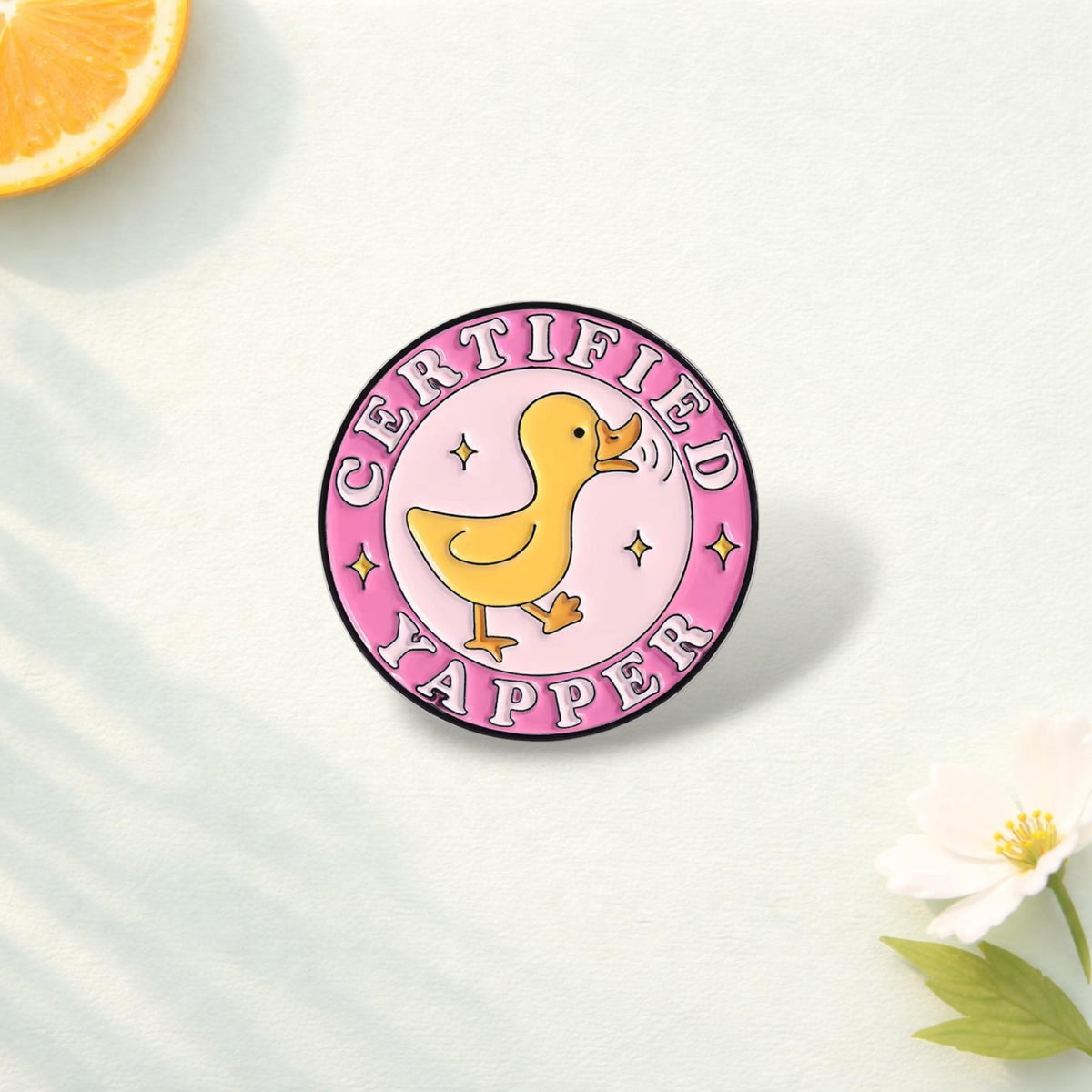 Yellow Certified Honker Enamel Pin Cartoon Goose with Phone Brooch Funny Lapel Badge Jewelry Gift for Friends and Teens
