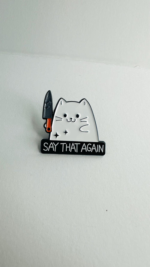 Cartoon Knife Cat Enamel Pin Funny Cat Brooch Animal Badge Kawaii Pet Lover Gift Lapel Pin Cute Jewelry Backpack Accessory