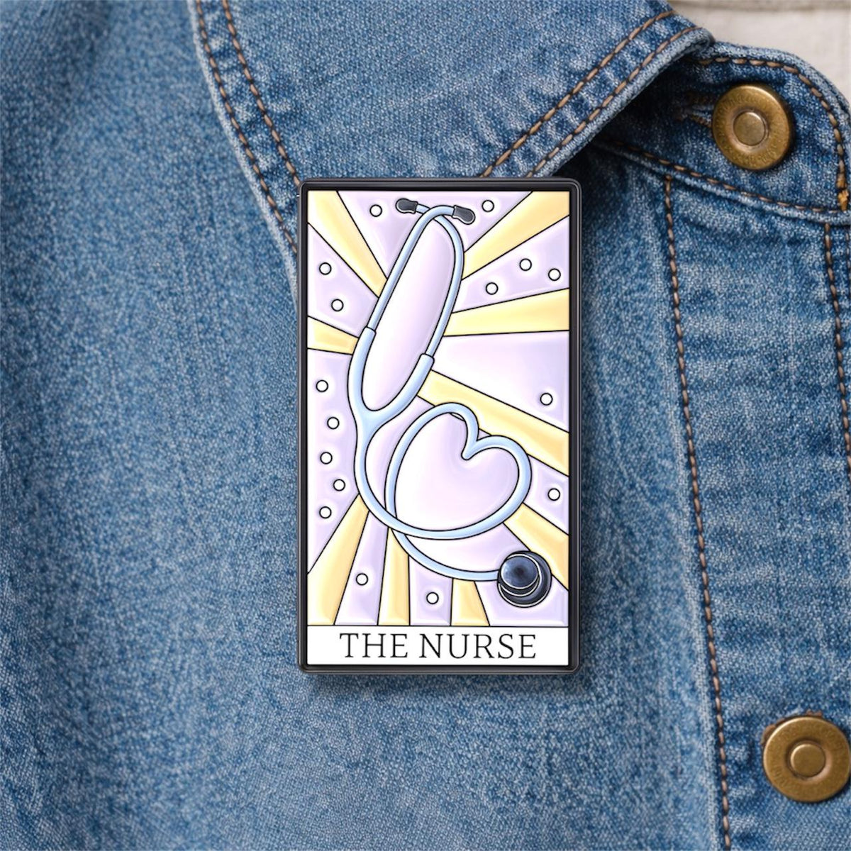 Nurse Stethoscope Tarot Card Enamel Pin , Tooth Shape Cute Medical Brooch Pin for Doctor Nurse Lapel Backpack Badge Pins Jewelry Gift