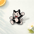 American Animated Role Black cat Enamel Pins Cartoon Happy Running cat Brooch Lapel Badge Jewelry